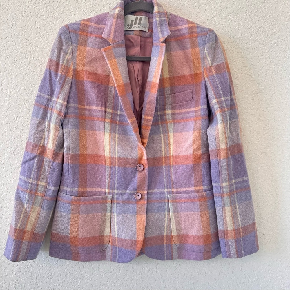 JH Collectibles Plaid Blazer pink purple vintage